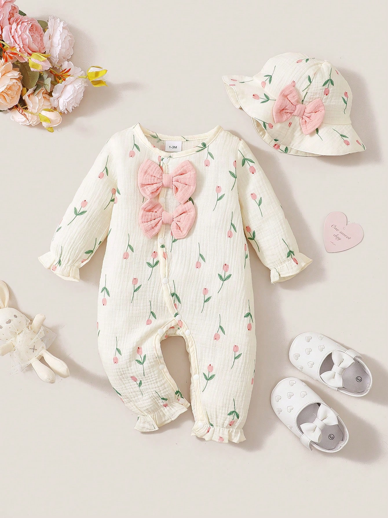 Newborn Baby Girl Romper Floral - Completo in due pezzi per bambina,
