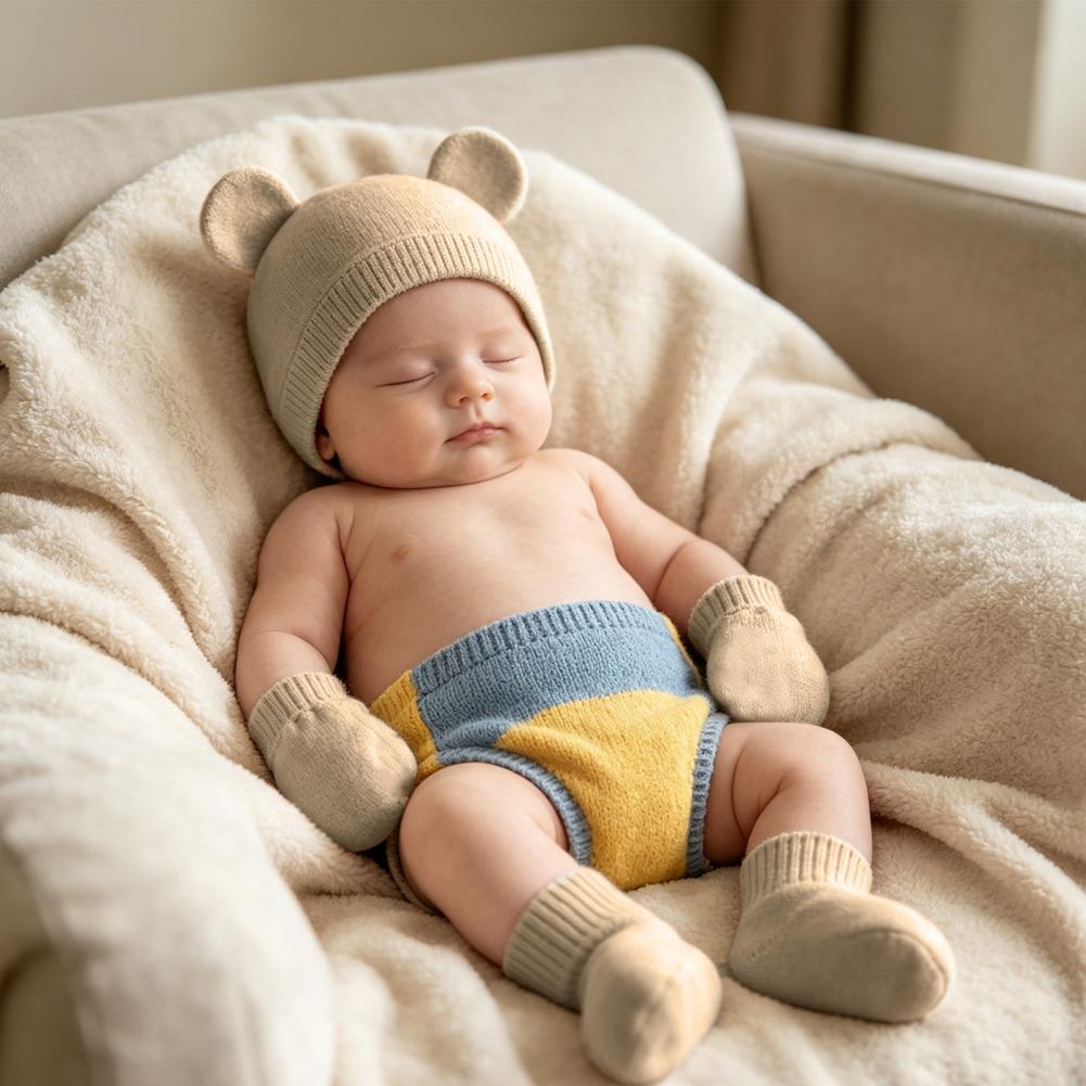 Infant Beanie Hat With Ears - Set di Protezioni per Piedi e