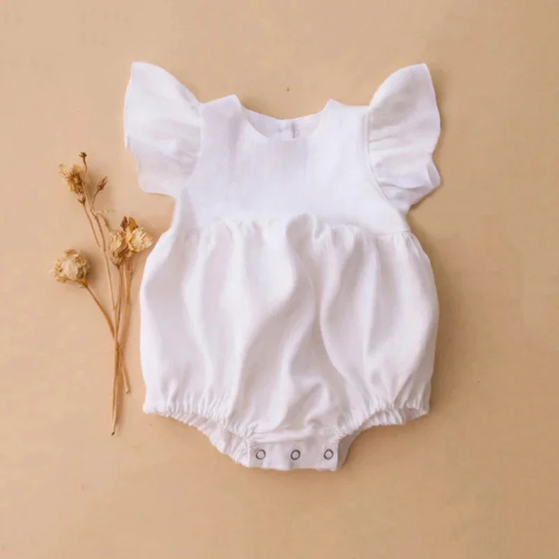 Baby Summer Linen Sleeveless Jumpsuit - 0-24M vestiti della neonata del cotone