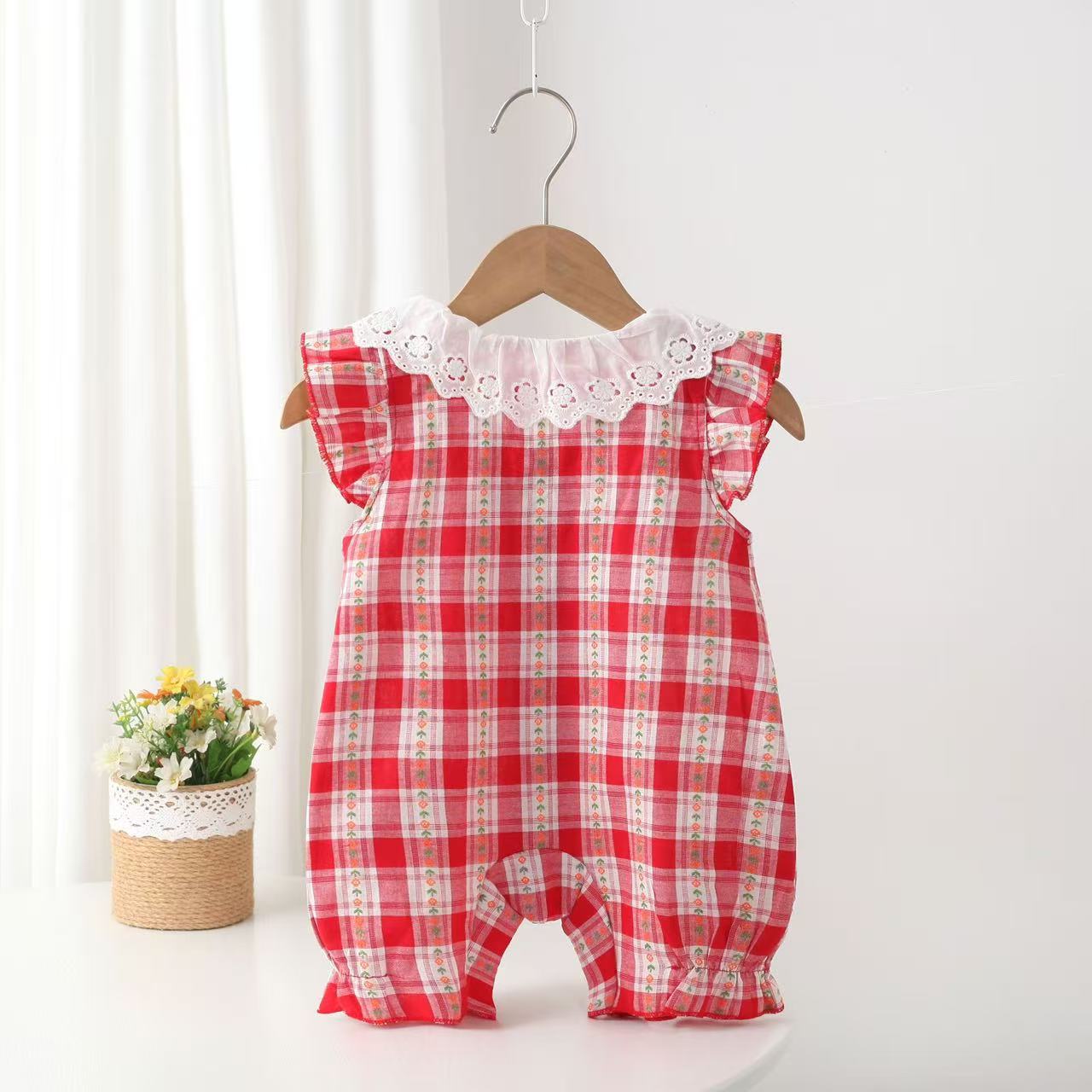 Tutina Rossa a Quadri per Neon - Newborn Baby Girl Romper Floral recensione e prezzo
